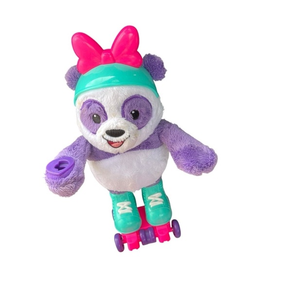 Disney Other - Disney Junior Minnie Mouse Purple Pink Roller Skating Panda Bear Toy 11”